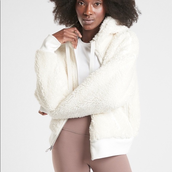 Athleta Jackets \u0026 Coats | Nwt Athleta Cozy Reversible Sherpa Jacket | Color: White | Size: L | Anetq's Closet